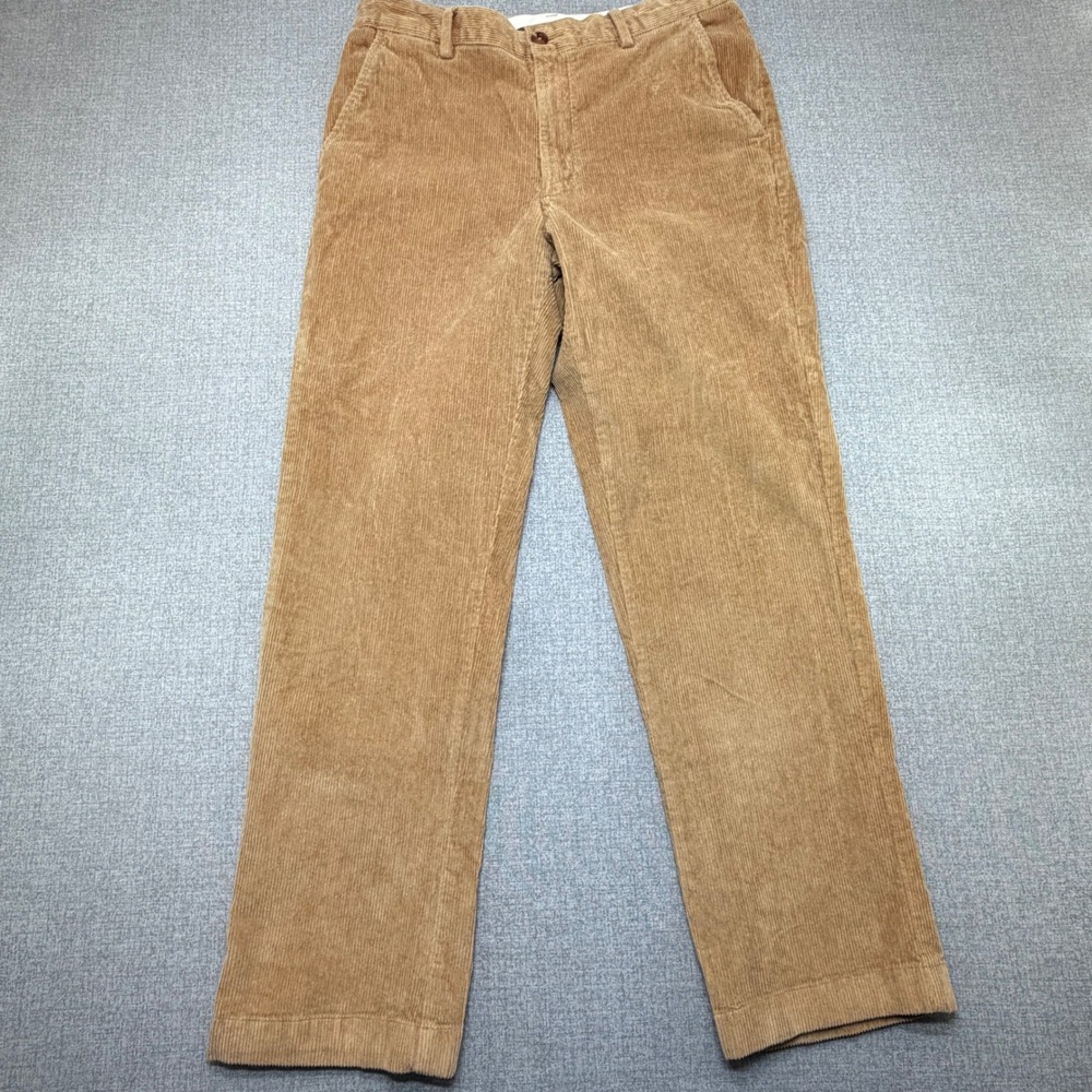 LL Bean Mens 31x29 Tan Corduroy Pants Classic Stretch Chino Straight Leg
